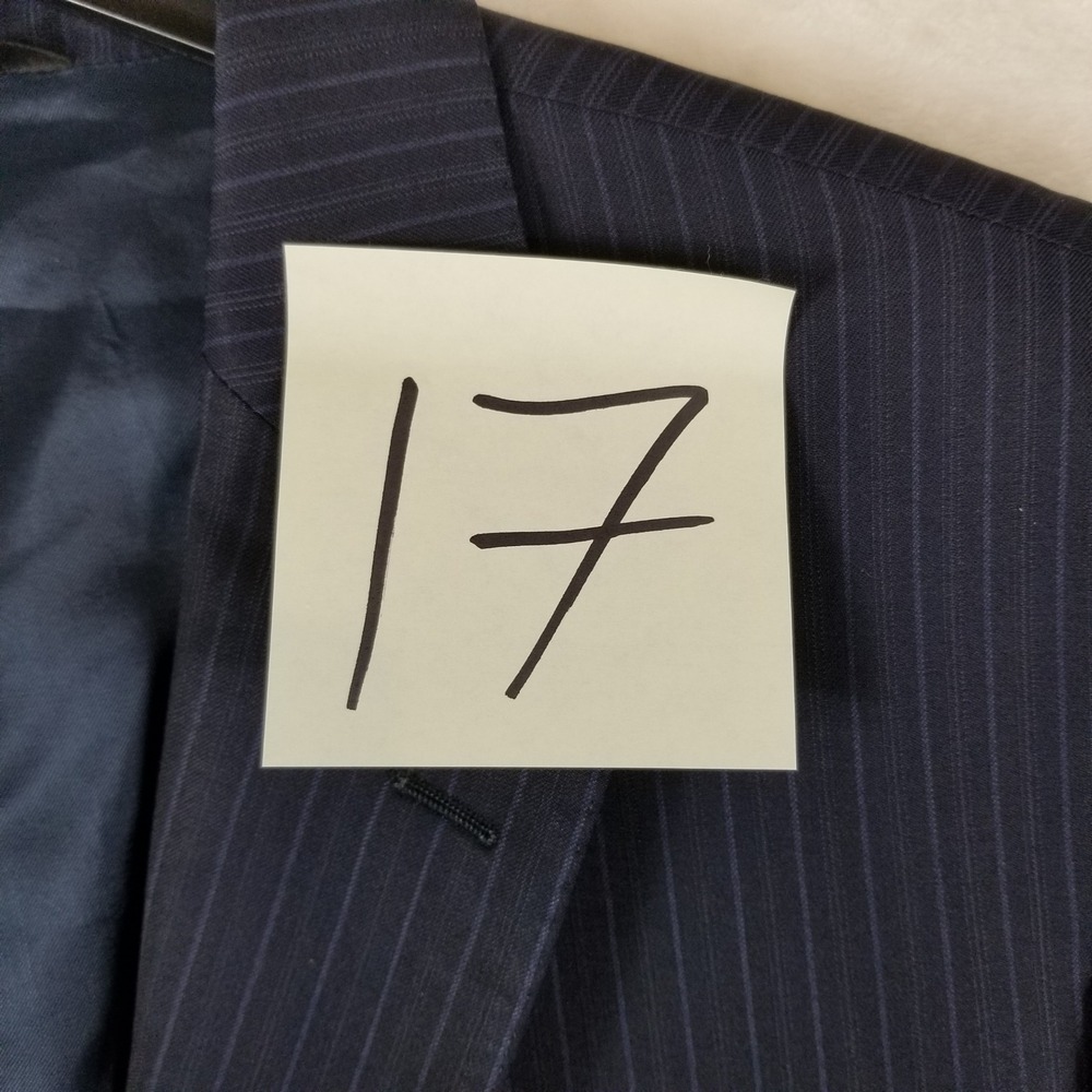 Ermenegildo Zegna Blazer Mens 42 R US 32 R Navy Blue‎ Pinstripe Wool Silk  Italy - Picture 10 of 10
